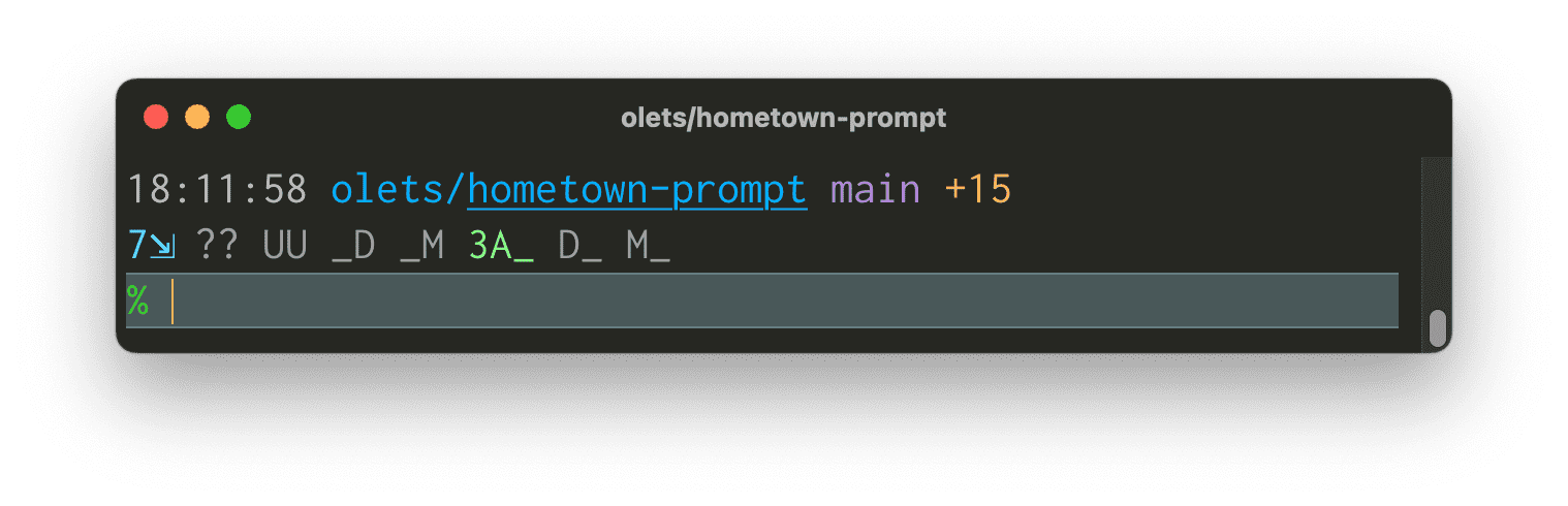 Hometown Prompt screenshot, default configuration